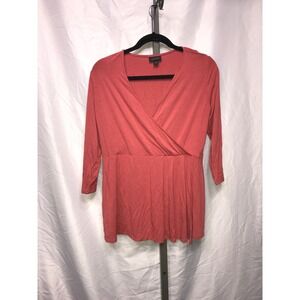 j.jill WearEver Collection Coral Wrap Style V Neck 3/4 Sleeve Petite Top Size S
